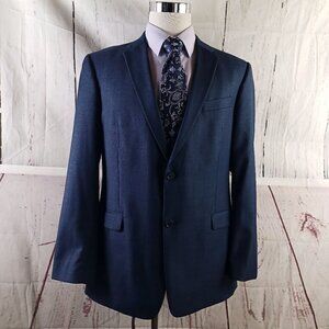 Tommy Hilfiger 44L Wool 2 Button Blue Birdseye Suit Blazer Jacket